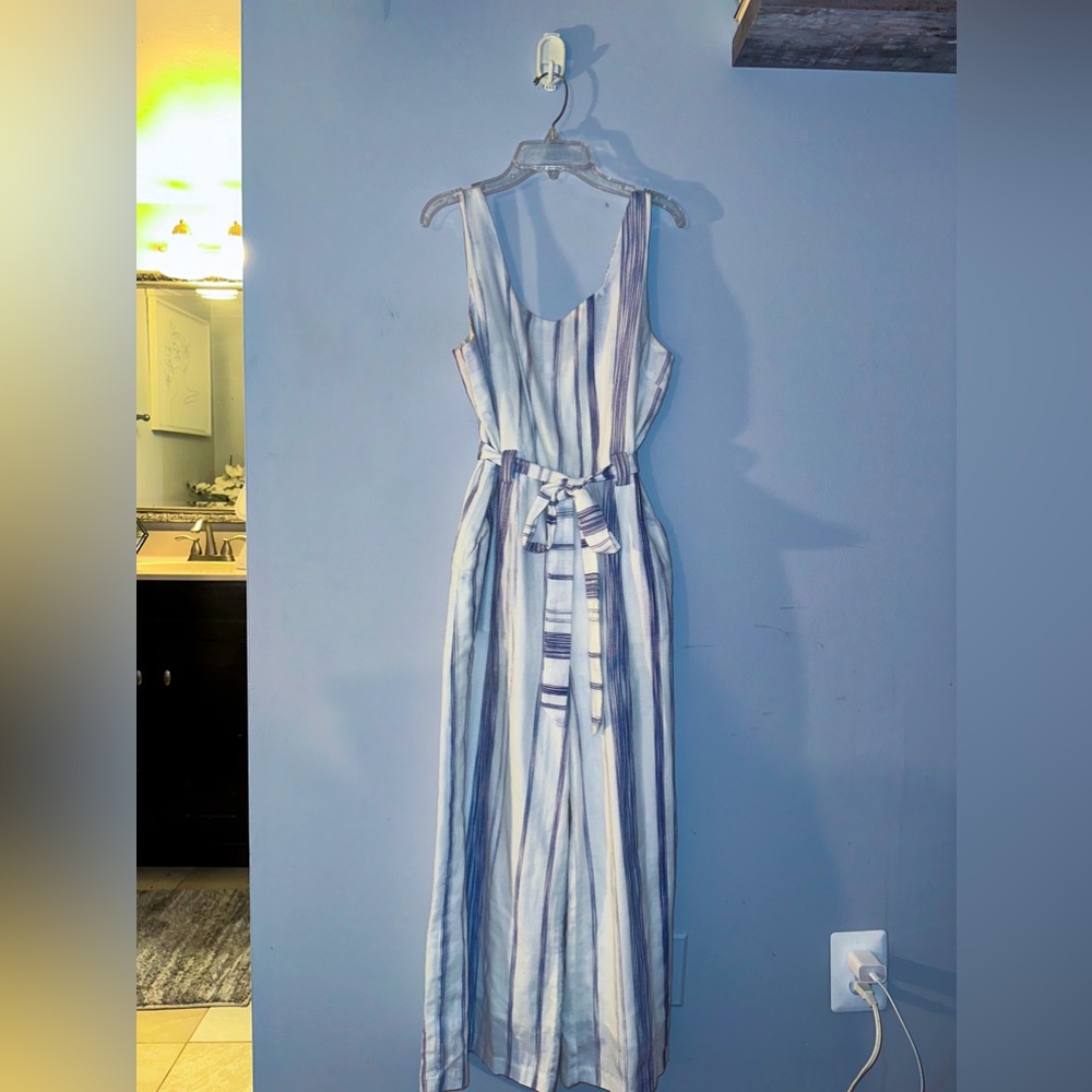 M blue/white striped JOA jumpsuit